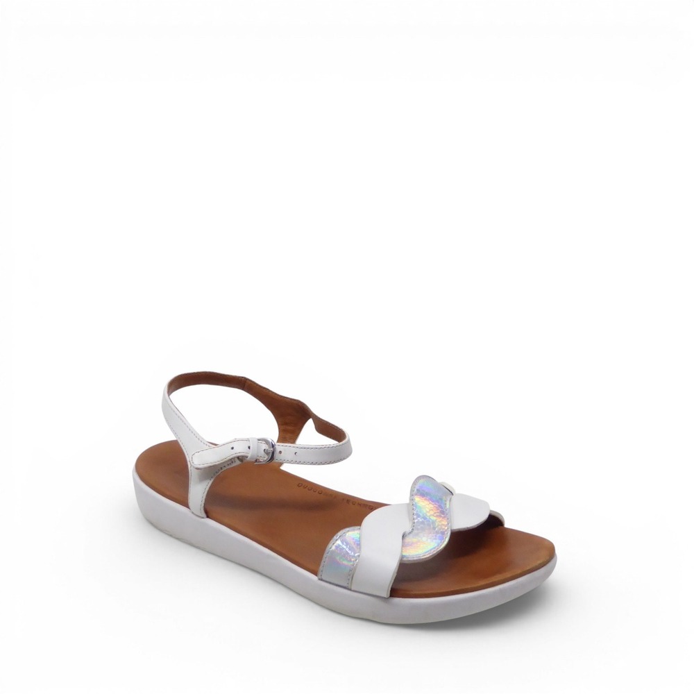 FitFlop Womens Reagan Rope Sandals White Iridescent Wave Strap BL2-194 Size 7